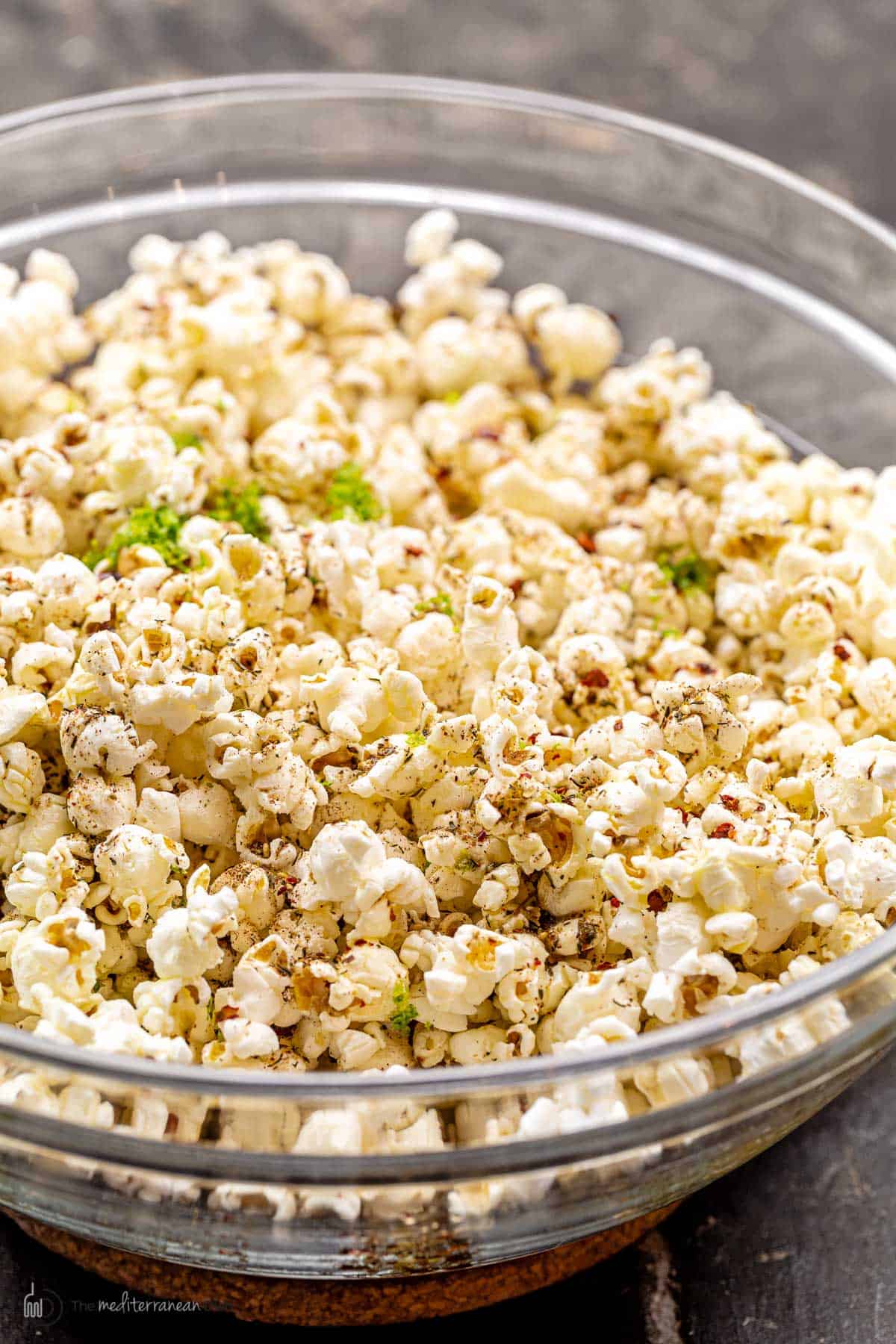 closeup of homemade popcorn