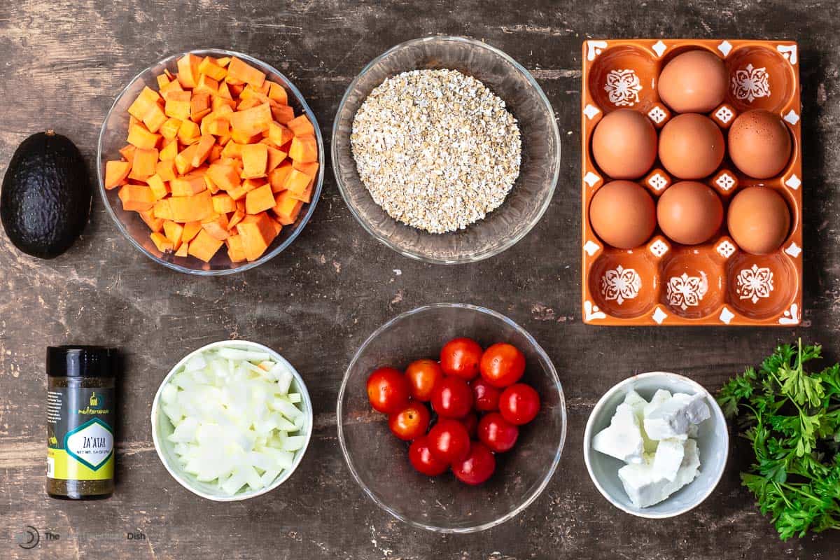 ingredients for savory oatmeal