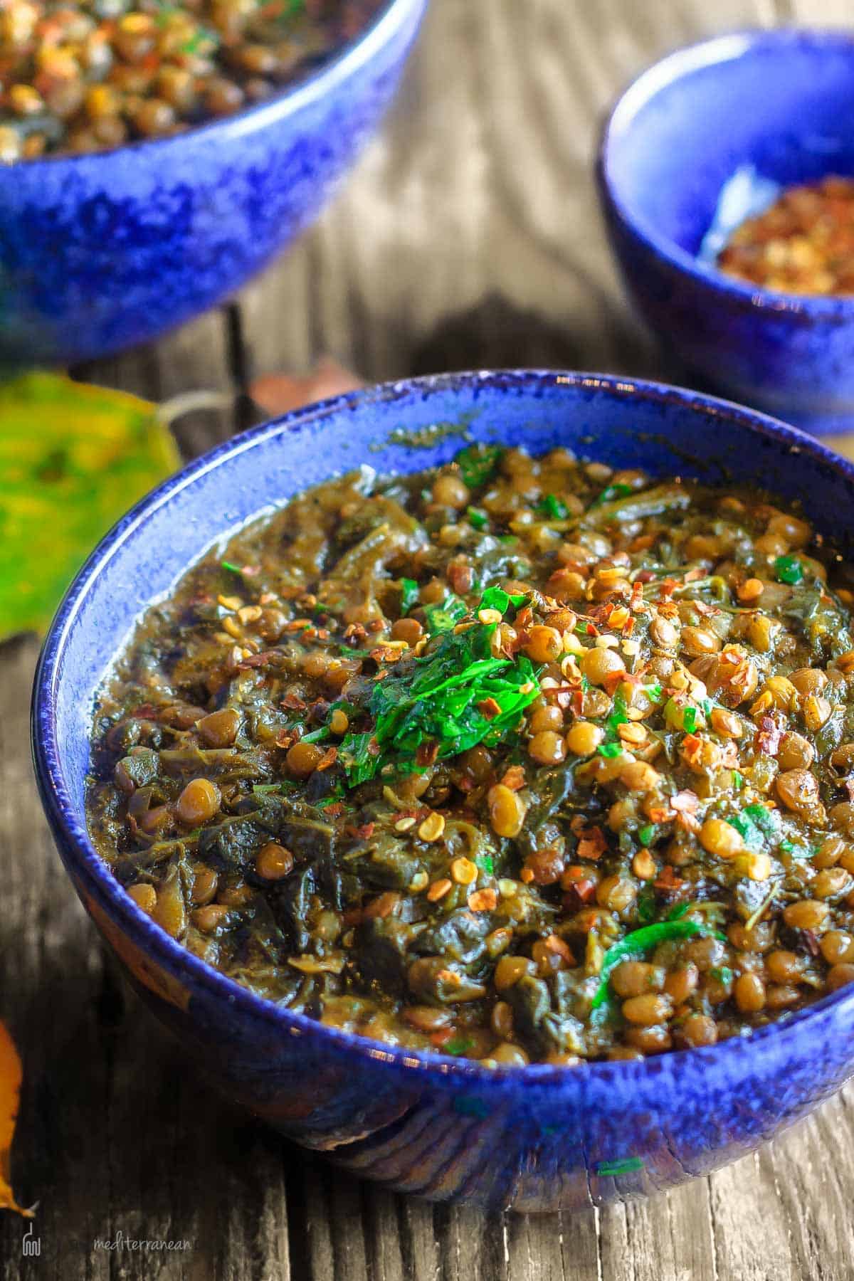 spicy lentil soup with spinach