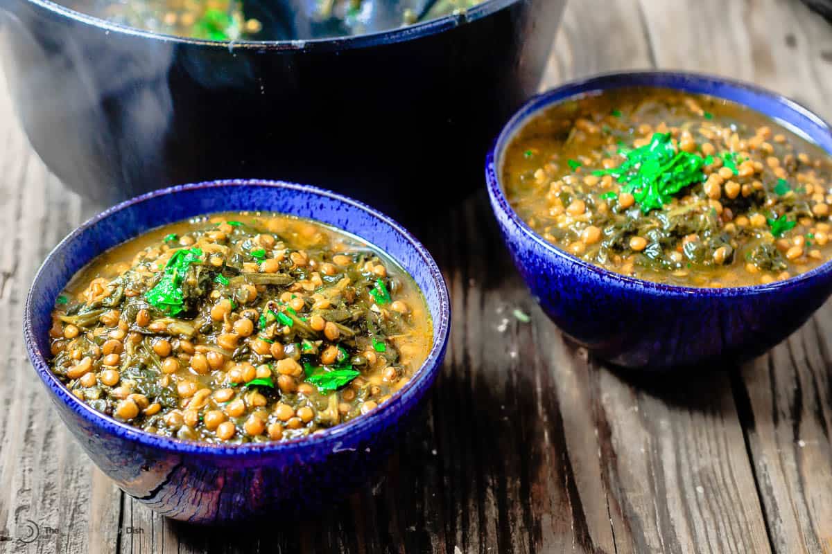 Mediterranean Spicy Lentil Soup with Spinach