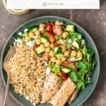 pin image 1 for pinterest for easy brown rice tuna dinner bowls