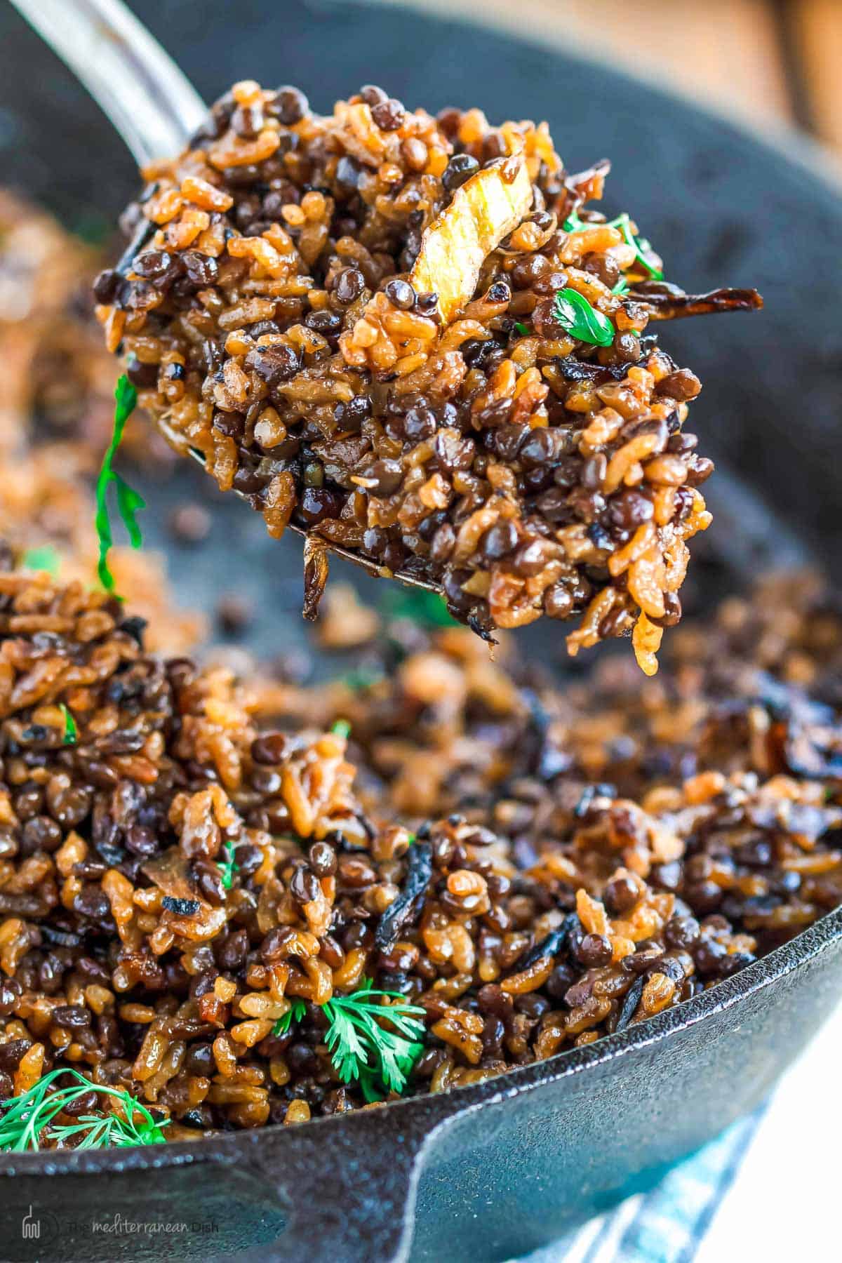 mujadara - lentils and rice with onions