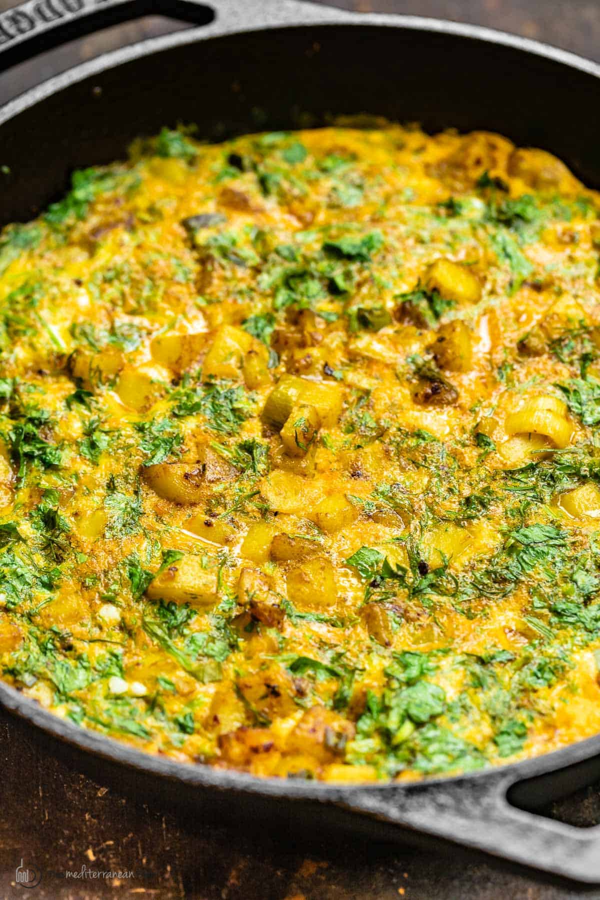 Herby Potato Frittata Recipe (Baked Omelet) - The Mediterranean Dish