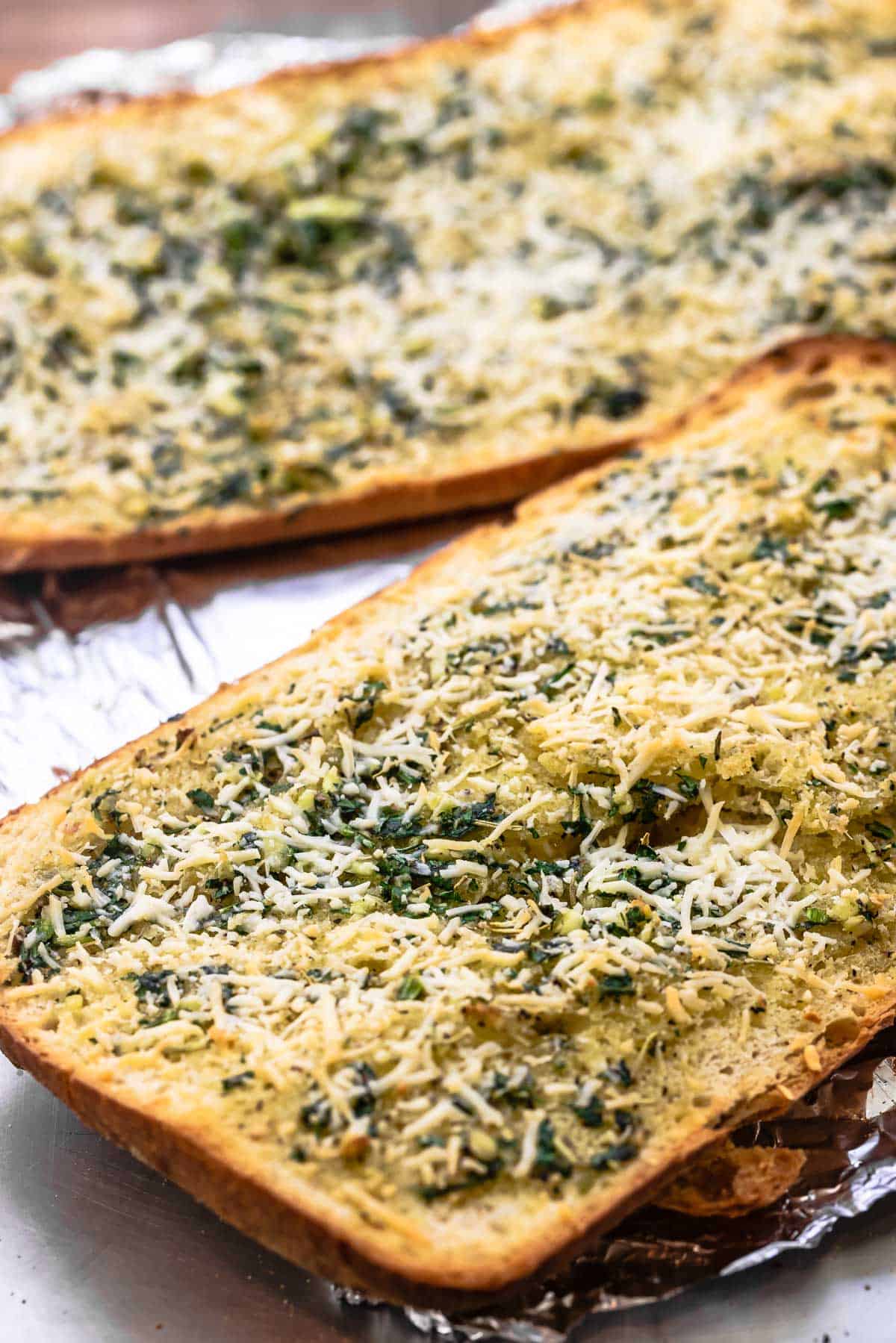 ciabatta garlic bread fresh out of the oven