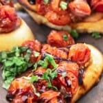 tomato bruschetta with fresh basil and balsamic glaze