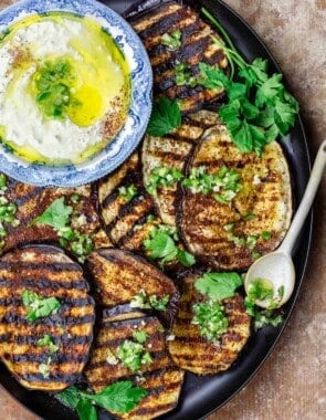 eggplant recipes hero image featuring grilled eggplant without text