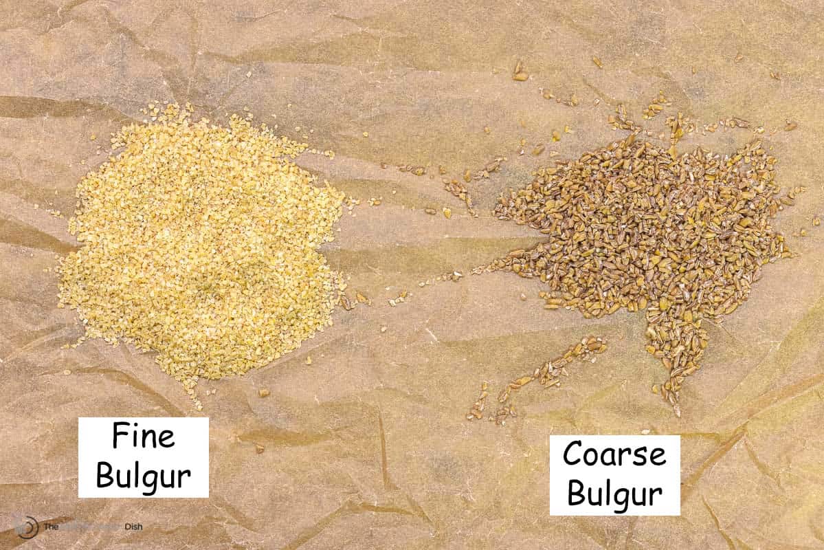 labeled image comparing fine and coarse bulgur wheat