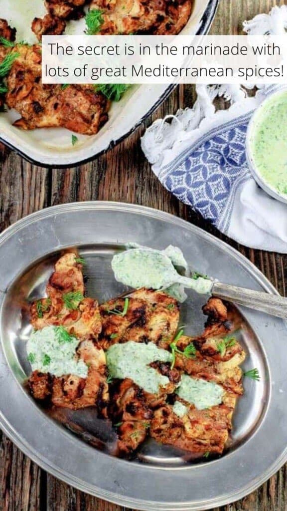 Mediterranean Grilled Chicken + Dill Greek Yogurt Sauce The