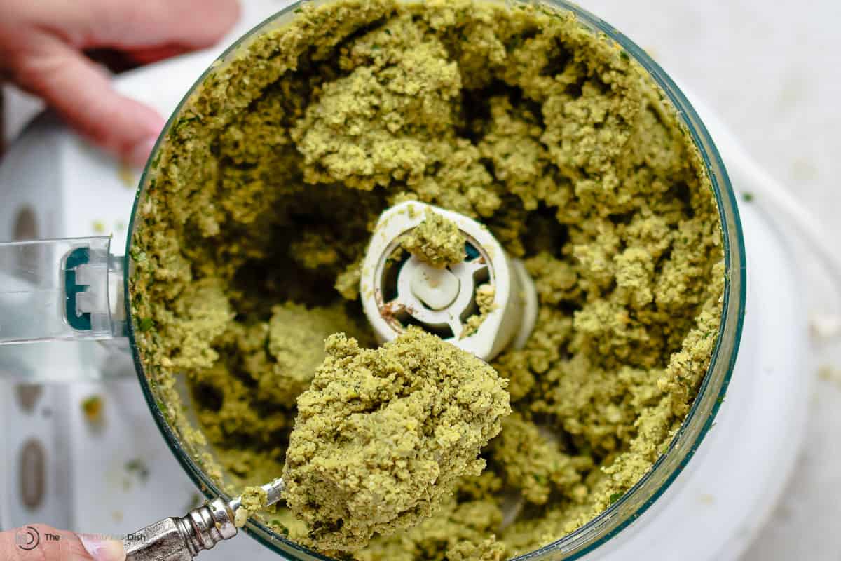 falafel mixture in a food processor.