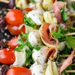 Italian skewers sprinkled with dried herbs.