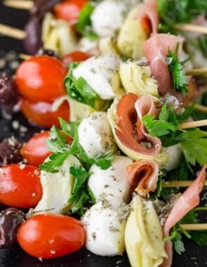 Italian skewers sprinkled with dried herbs.