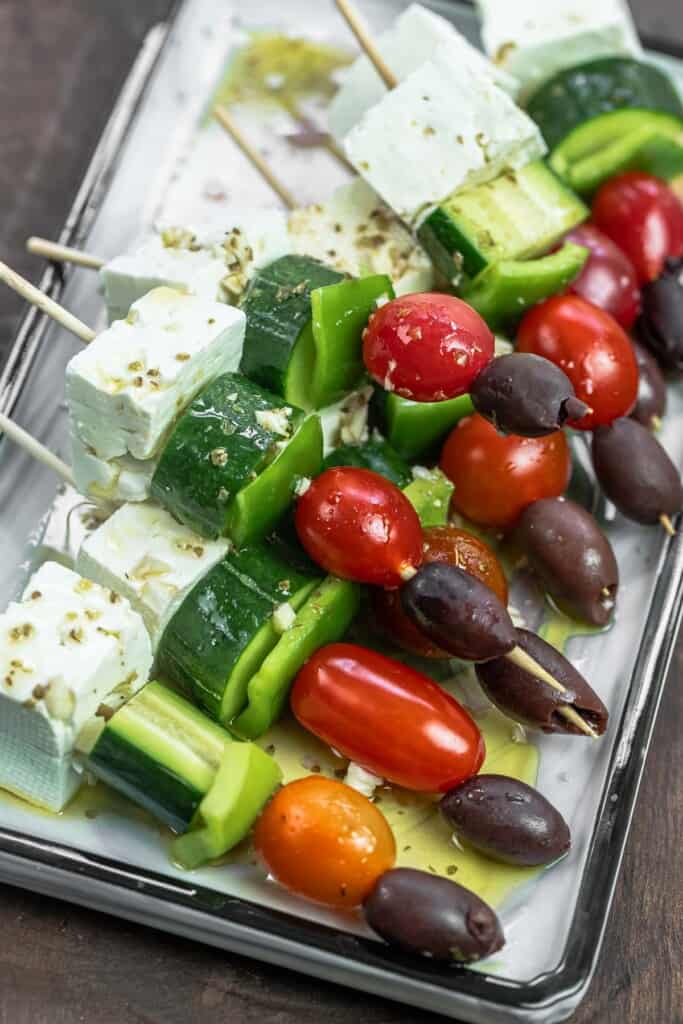 Greek Salad Skewers (Party Skewers) The Mediterranean Dish