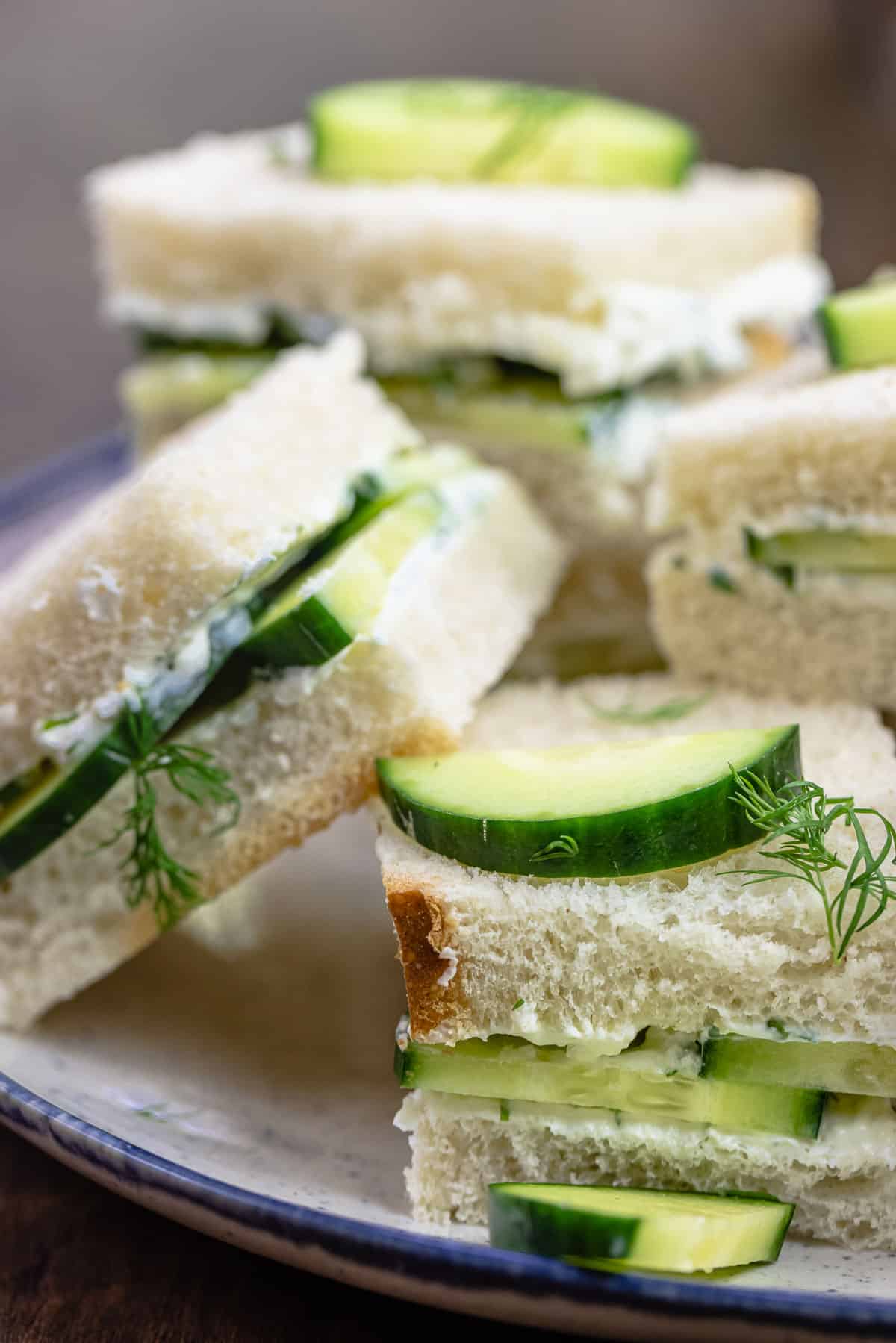 close up of cucumber sandwich recipe.