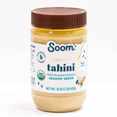 A jar of Soom tahini.