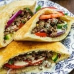 pin image 1 for ground beef pita sandwich.