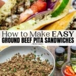 pin image 2 for Middle Eastern ground beef pita sandwich.