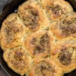 za'atar bread rolls in a skillet.