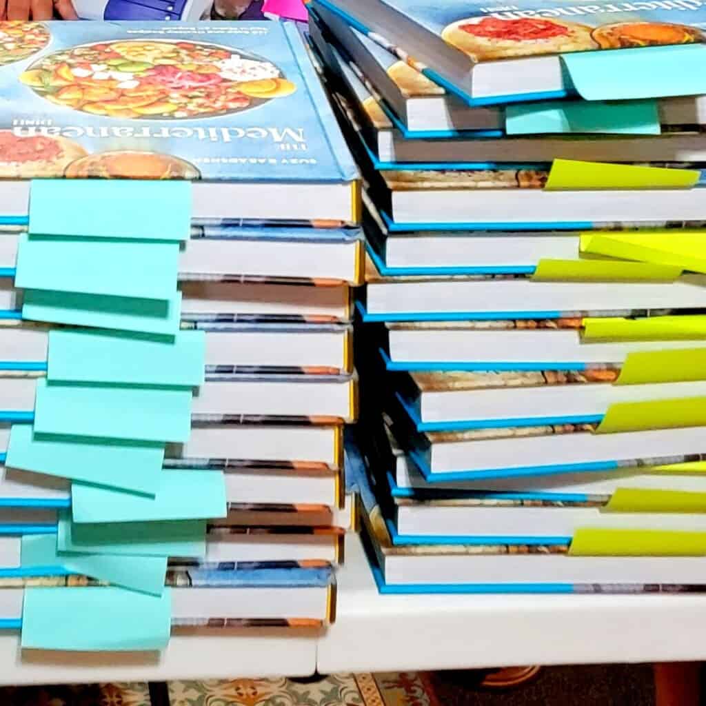 A stack of cookbooks