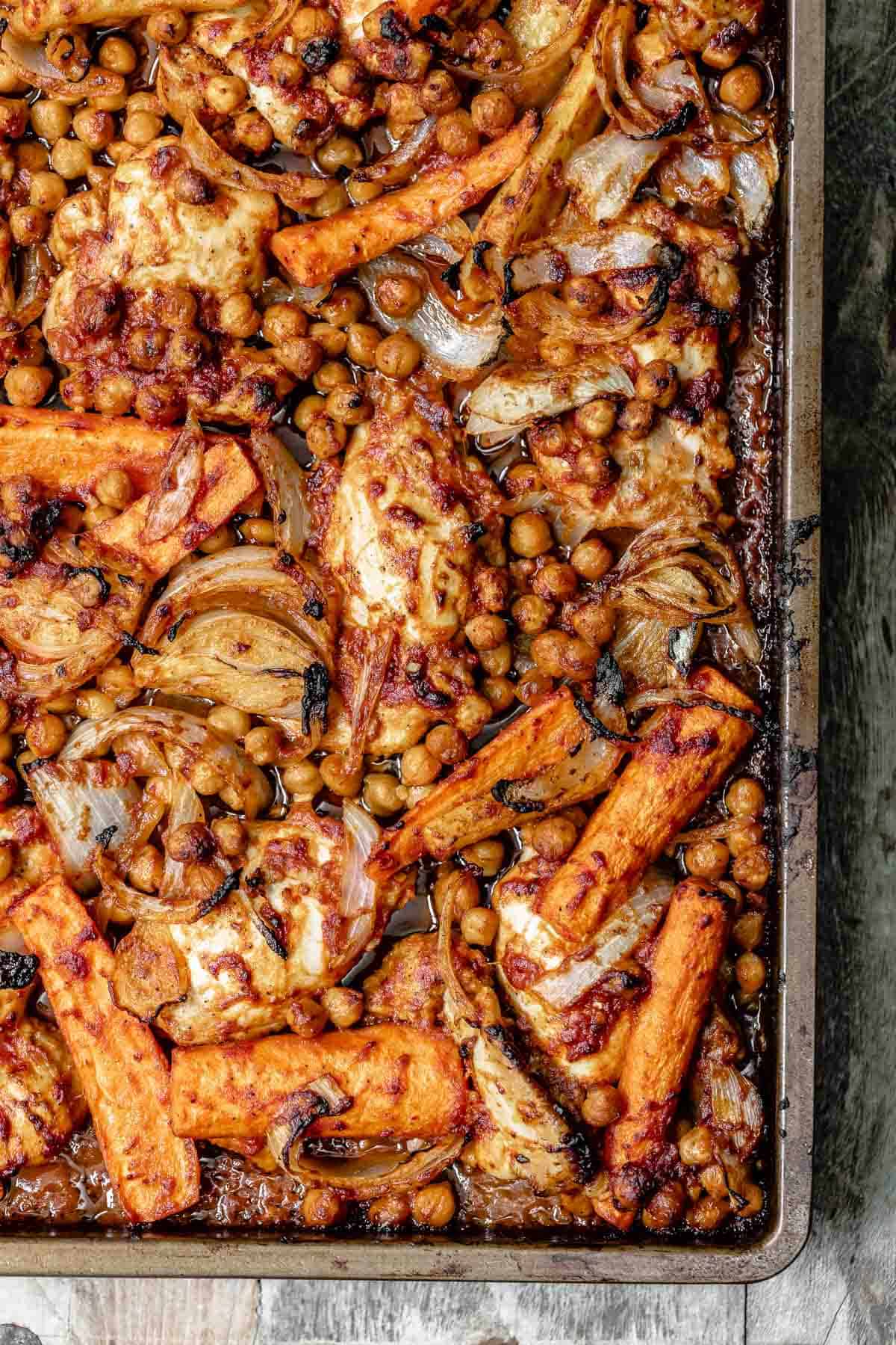smoky chicken with carrots and chickpeas.