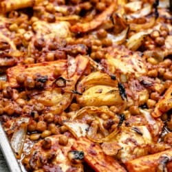 sheet pan chicken recipe with vegetables.