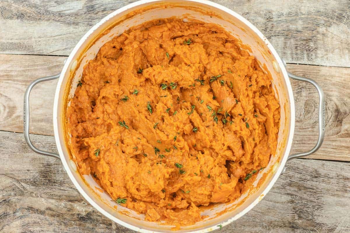 sweet potato mash with fresh thyme.