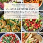 six recipe graphic for top mediterranean recipes.