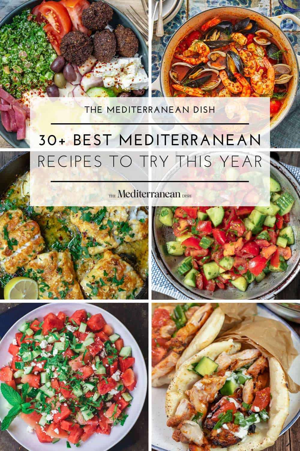 six recipe graphic for top mediterranean recipes.