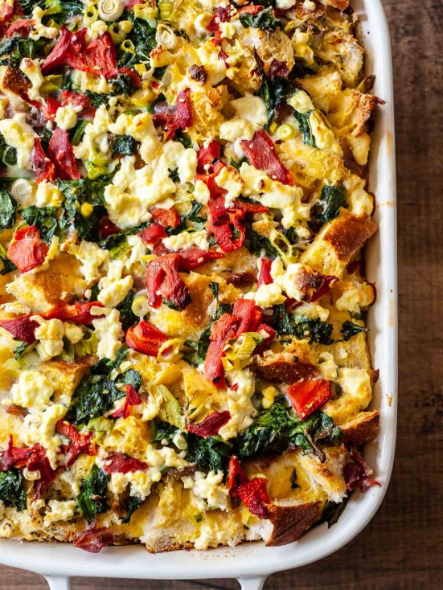 Breakfast strata baked egg casserole the mediterranean dish