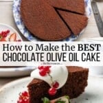 pin image 3 for chocolate olive oil cake.
