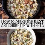 pin image 3 for artichoke dip with feta.