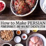 pin image 3 for fesenjan persian pomegranate and walnut chicken stew.