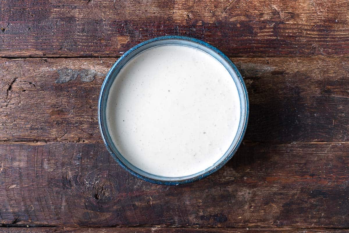 feta and yogurt sauce in a bowl.