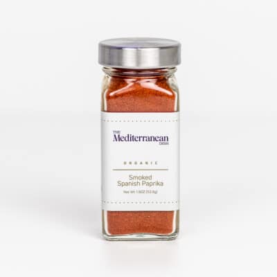 a jar of smoked spanish paprika from the mediterranean dish.