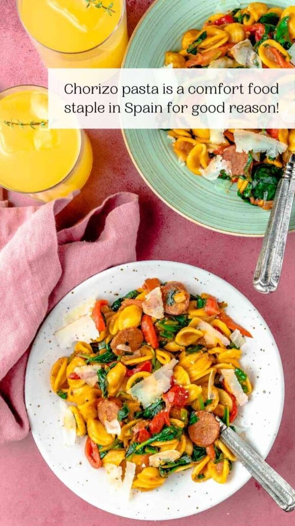 Chorizo Pasta with Spinach The Mediterranean Dish