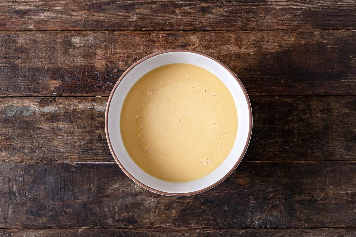 farinata italian chickpea pancake batter in a bowl.