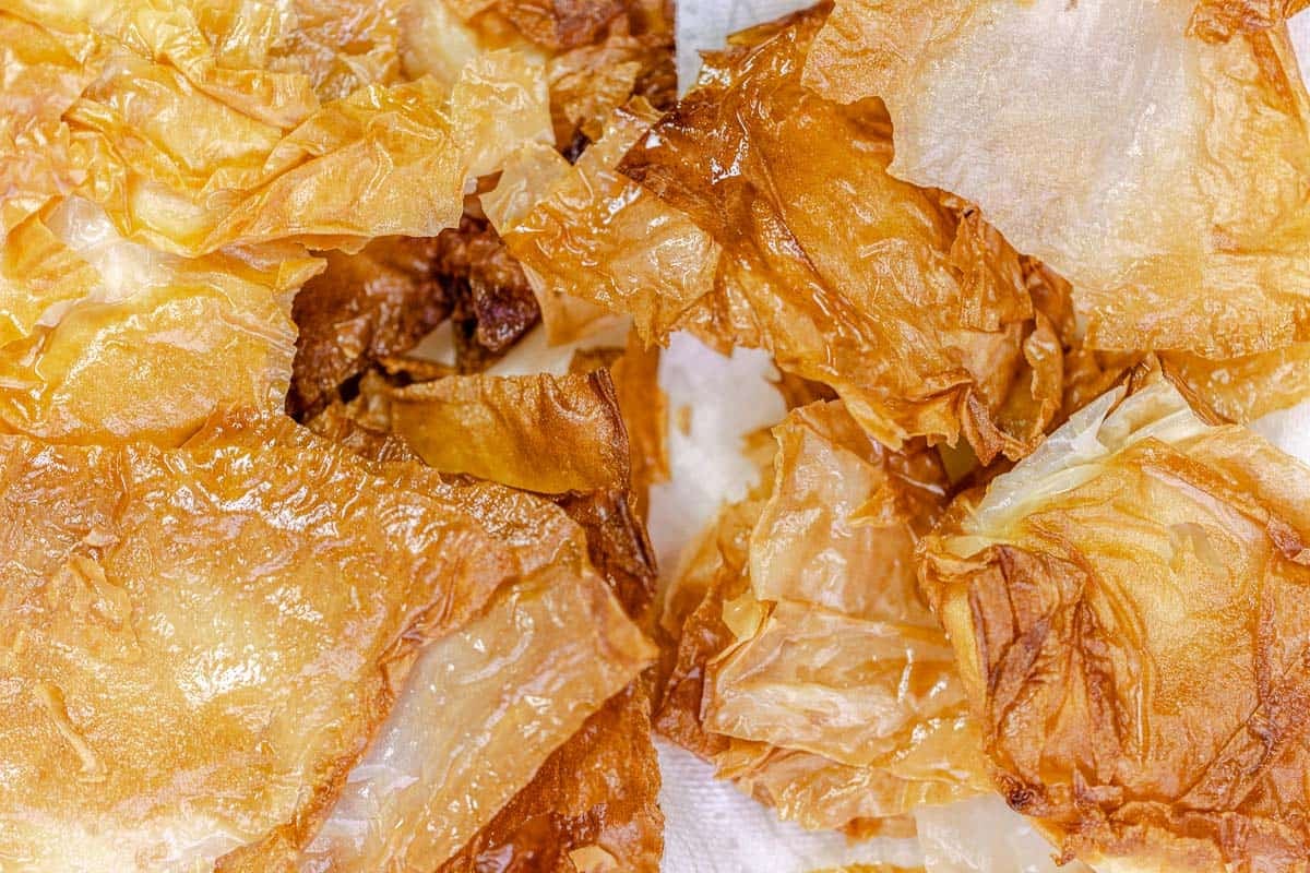pieces of fried phyllo dough.