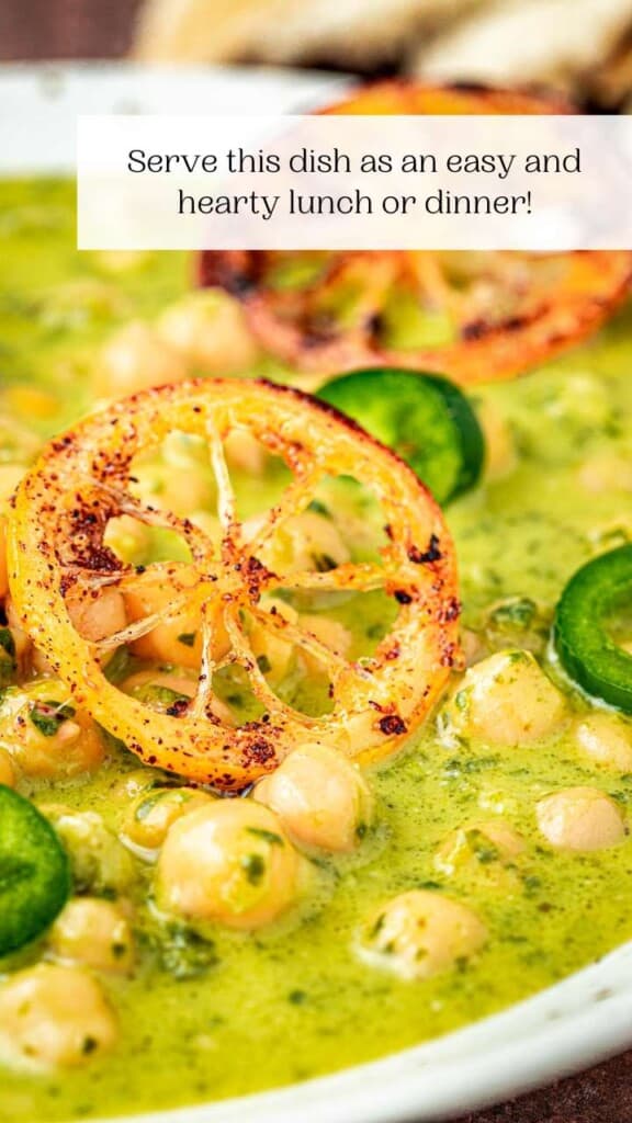 Braised Chickpeas In A Creamy Pesto Sauce The Mediterranean Dish