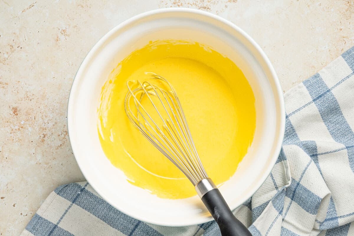 Egg yolks that have been whisked with sugar, cornstarch, and salt.