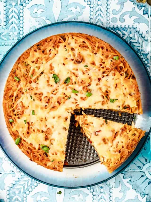 image d'affiche d'histoire Web de tarte aux spaghettis.