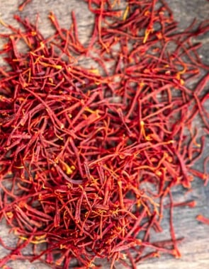 a pile of saffron thread laying on a table.