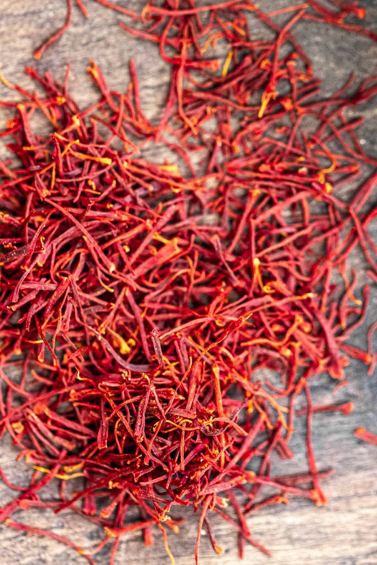 a pile of saffron thread laying on a table.