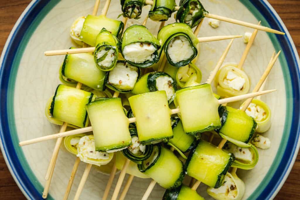 Zucchini Feta Skewers The Mediterranean Dish