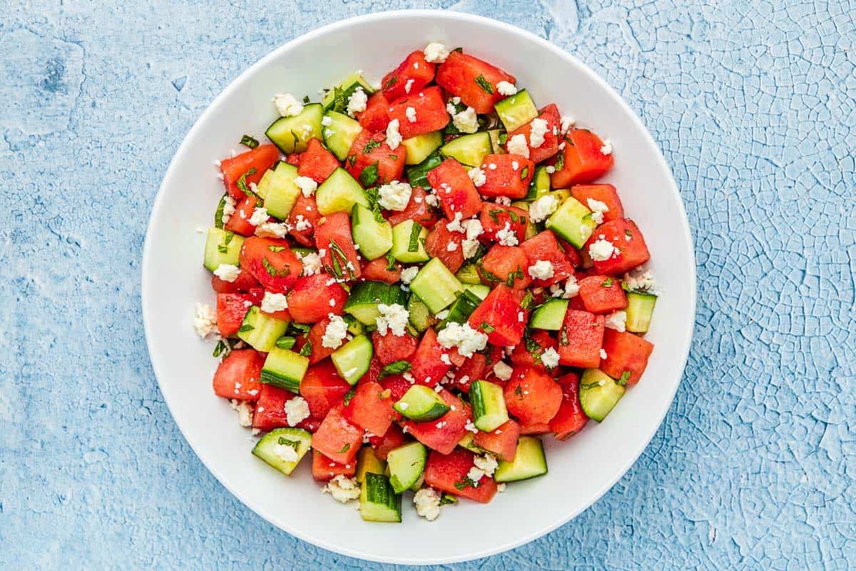 watermelon salad in a bowl.