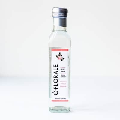 a bottle of O Florale rose water.