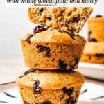 pin image 2 for healthy blueberry muffins.