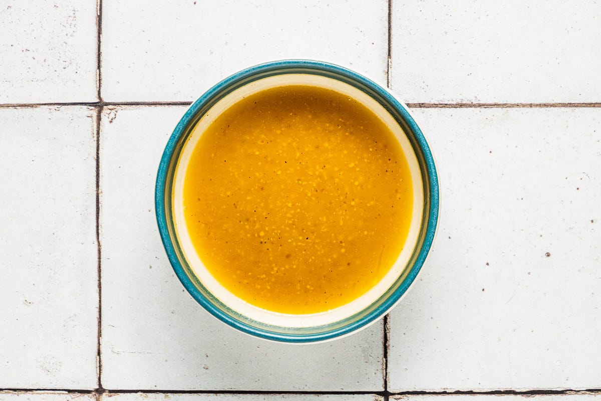 dressing for the peach salad in a bowl.