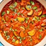 cooked ratatouille in a pot.