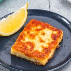 cheese saganaki web story poster image.