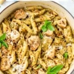 Pin image 1 for pesto chicken pasta.