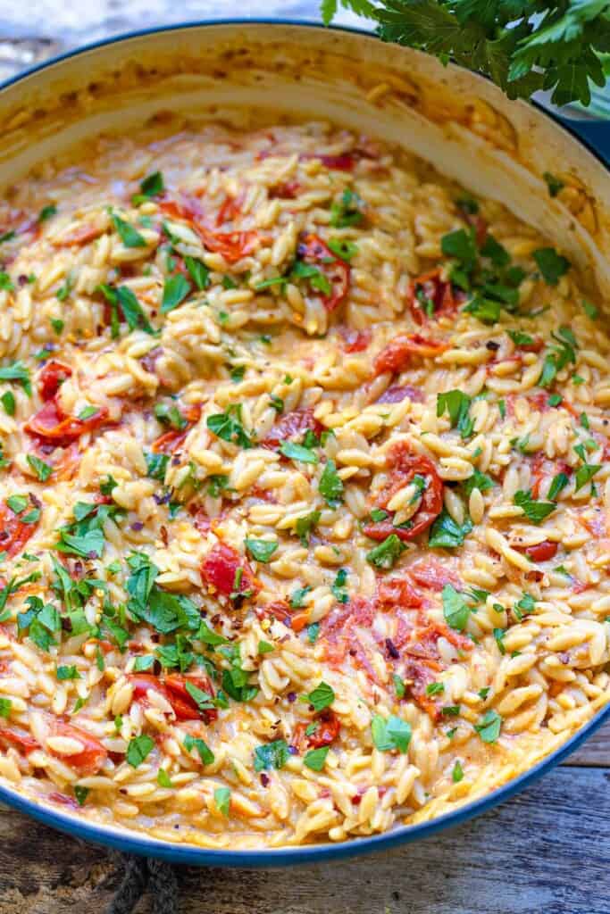 Creamy Orzo with Blistered Tomatoes The Mediterranean Dish